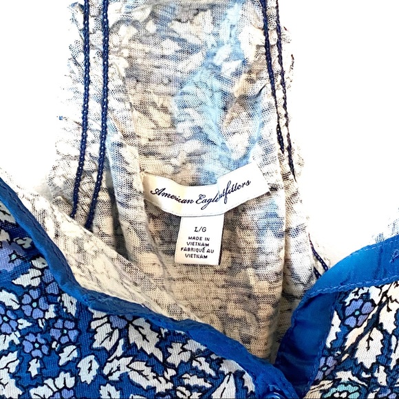 NWT Blue American Eagle Floral Tank Top - Picture 4 of 4